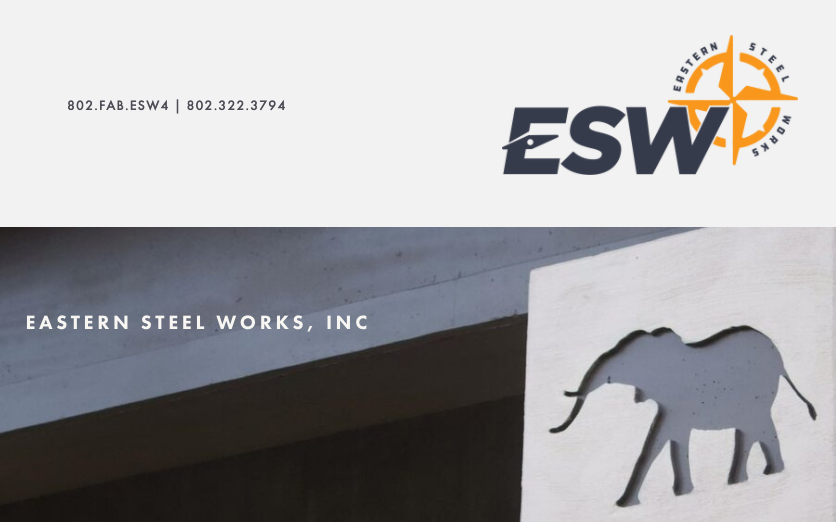 header from Eastern Steel Works website showing elephant insgnia on local bridge to zoo connector.